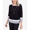 thumbnail image 4 of Alfred Dunner Womens Petite Border Stripe Crew Neck Top With Necklace, 4 of 6