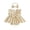 Khaki, variant on Aojekbee Baby Girls Rompers Solid Color Ruffles Sleeveless Crew Neck Bowknot Skirt Hem Infant Bodysuits Jumpsuits with Headband