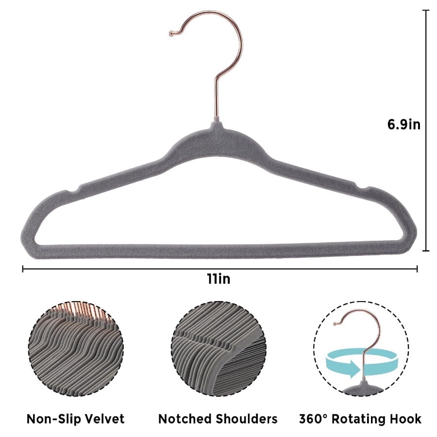 Tonswachic Baby Velvet Hangers 30 Pack - 11 Inch Premium Felt Non Slip Kids Hanger for Infant & Toddler Clothes - 0.2" Slim Space-Saving Baby Felt Hangers for Children's Closet with 10 Clips - Beige