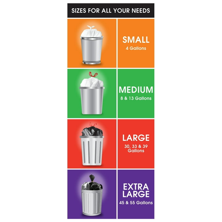  8 Gallon Medium Trash Bags White Kitchen Garbage Bags