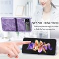 thumbnail image 3 of Allytech Slim Case for Samsung Galaxy Z Flip4, Embossed Butterfly PU Leather Clear PC Bumper Protective Case,Purple, 3 of 5