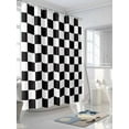 thumbnail image 3 of Simple Black White Checkered Small Stall Shower Curtain, Waterproof Shower Curtains for Bathroom, Lattice Buffalo Plaid Washable Fabric Cloth Bath Curtain for Bathtub with Hooks 36x72 Inches, 3 of 6