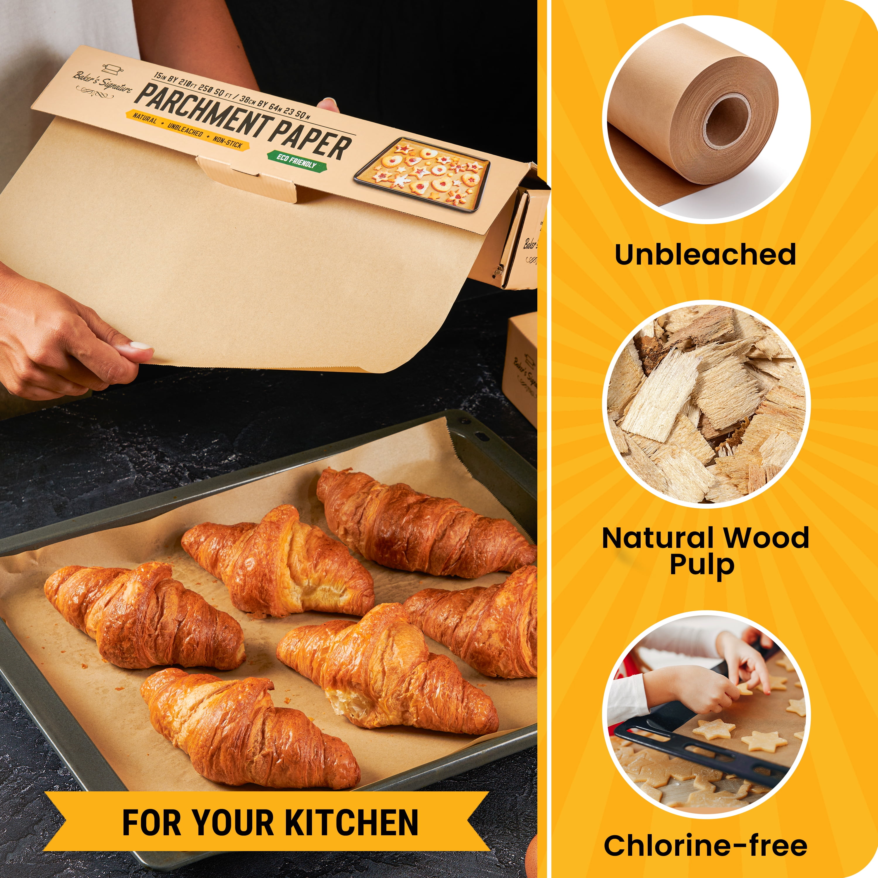 2-Pack 520 Sq.Ft Parchment Paper for Baking - 15" x 210ft Baking Paper Roll