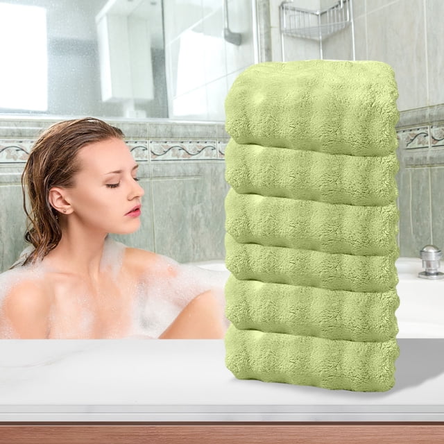Juego de toallas faciales y de mano de algodón - Mezcla de poliéster suave, absorbente y respetuosa con la piel | Toallas de baño de secado rápido para adultos | Paquete de 6 colores variados | 29,5