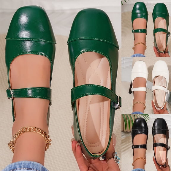 Willtoo Leather Mary Jane Shoes for Women Dressy Square Toe Ballet Flats with Strap Comfortable Walking Shoes Soft Leather Dress Shoes