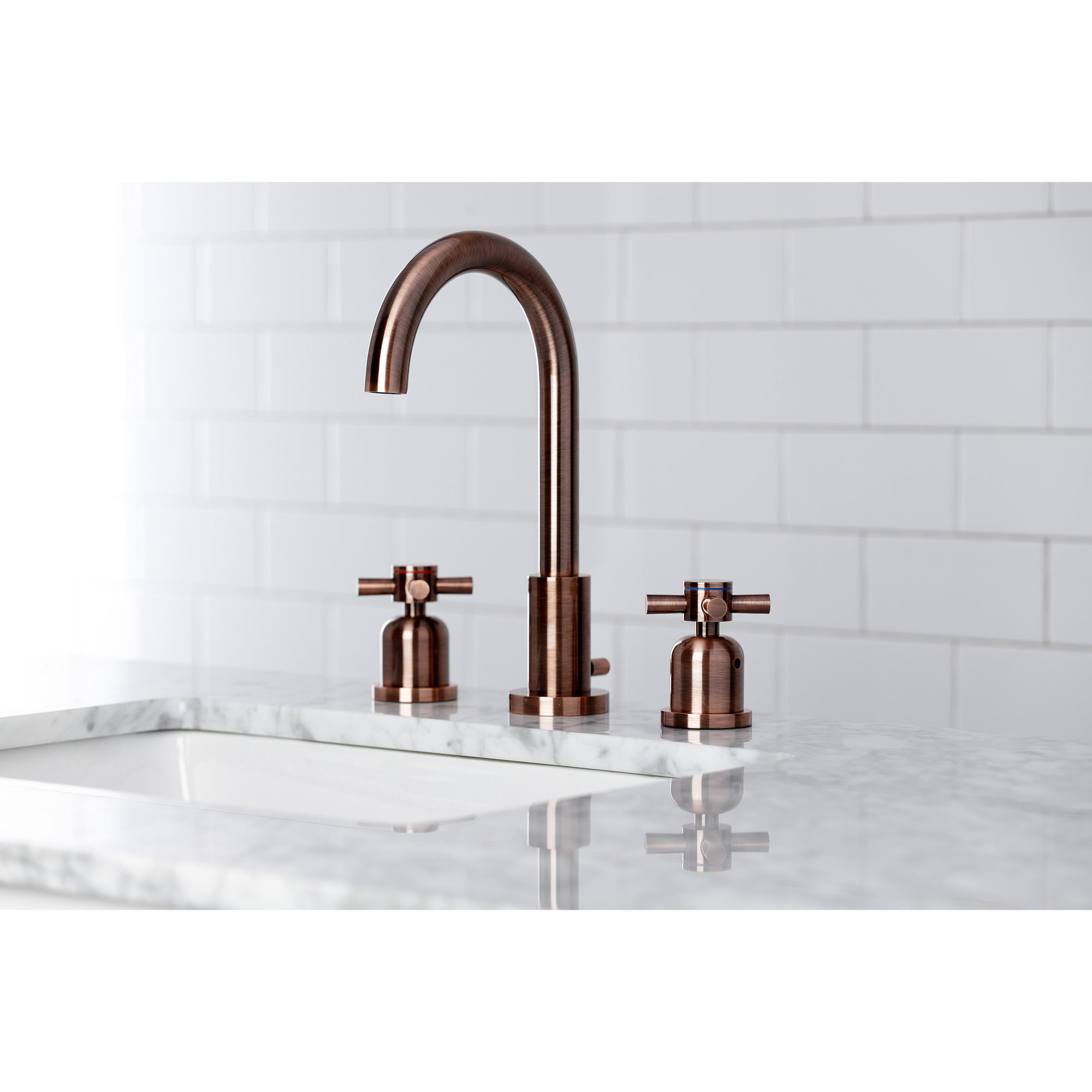 Kingston Brass FSC892DXAC Concord Widespread Bathroom Faucet with Brass Pop-Up, Antique Copper