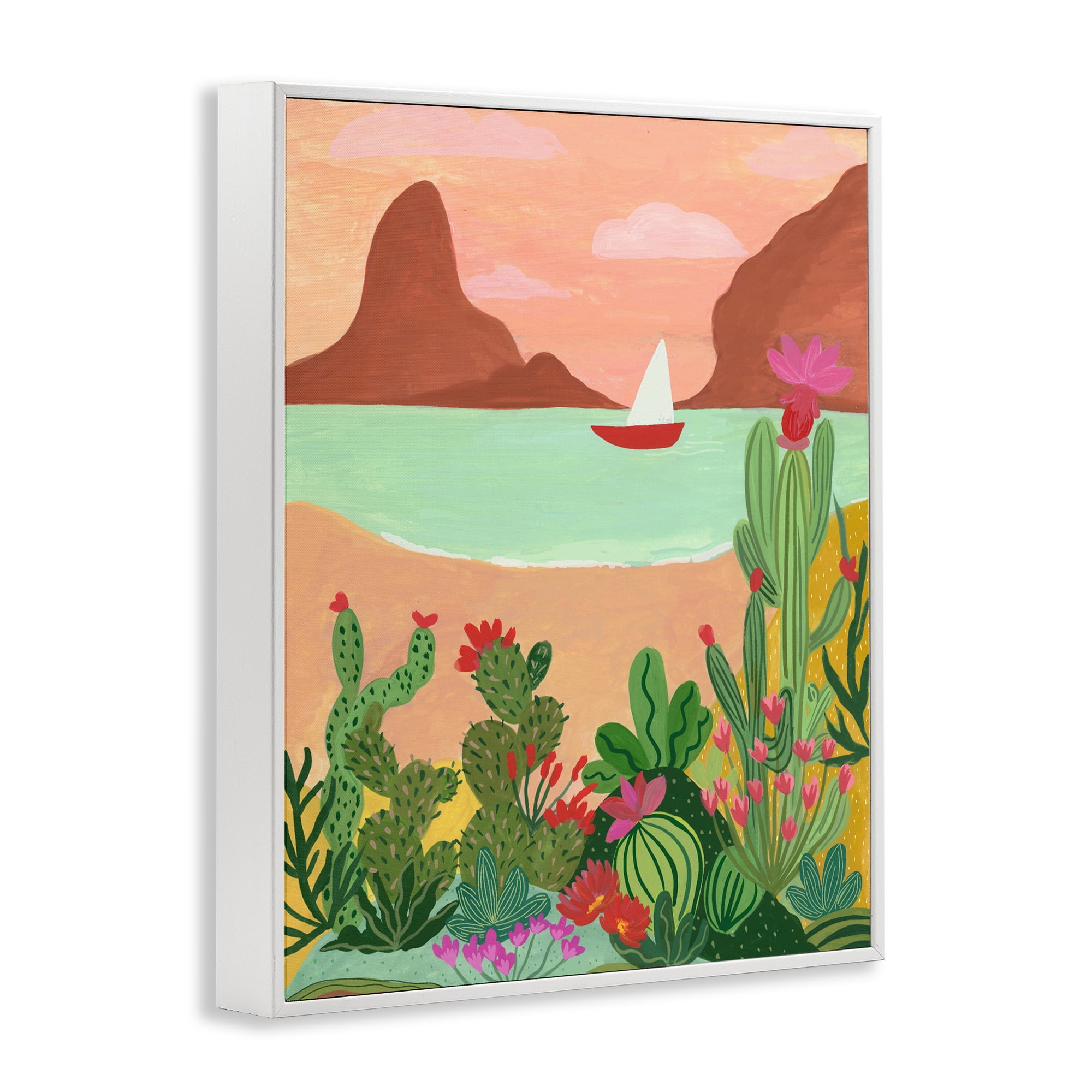 Desert Oasis Boat White Framed Giclee Art, design by Nabeela Rumi