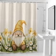 thumbnail image 4 of Spring Flowers Fabric Shower Curtain Yellow Gnome Washable Shower Curtains for Bathroom, Waterproof Bath Curtain with Hooks Home Decor 72x84in, 4 of 8