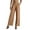 Khaki, variant on Women's High Waist Wide Leg Dress Pants - Business Casual, Pleated Front, Elastic Back, Zip Button Closure, Pockets, Polyester, XS-XXXXXL Sizes