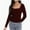 Chocolate, variant on Women's Square Neck Long Sleeve Slim Fitted Casual Long Sleeve Shirts Basic Crop Top Trendy Clothes