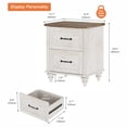 thumbnail image 3 of Antique White End Table with 2 Drawers, Wooden Side Table Nightstand with Charging Station for Living Room & Bedroom, 3 of 8