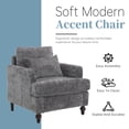 thumbnail image 4 of MOONMISS Chenille Upholstered Mid Century Modern Wood Frame Armchair-GREY, 4 of 5