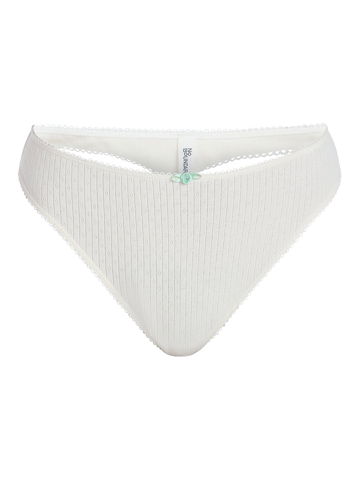 No Boundaries Cotton and Pointelle Thong Panties, 3-Pack, Women's XS-XXXL