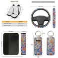 thumbnail image 5 of Jeiento Dahlia Car Seat Cover Full Set of 13, Steering Wheel Cover Seatbelt Shoulder Pad Trash Can Auto Rear View Mirror Covers Coasters Keychain Lipstick Covers Car Accessory Universal Fit, 5 of 7