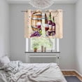 thumbnail image 6 of 2 Panels Kitchen Tier Curtains 39 Inch Length, Vintage Watercolor Wine Grommets Window Treatment Curtain, Farmhouse Cask Grapes Country Thermal Curtains Drapes for Living Room/Bathroom, 6 of 9