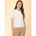thumbnail image 3 of INSPIRE CHIC Blusa de algodón con manga farol y cuello Peter Pan para mujer blanco XL, 3 of 6