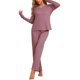 thumbnail image 2 of INSPIRAR CHIC Pijamas de Mujer Suave Waffle Conjunto de Sudadera de Manga Larga Cuello en V Otoño Invierno Ropa de Casa M Rojo, 2 of 5