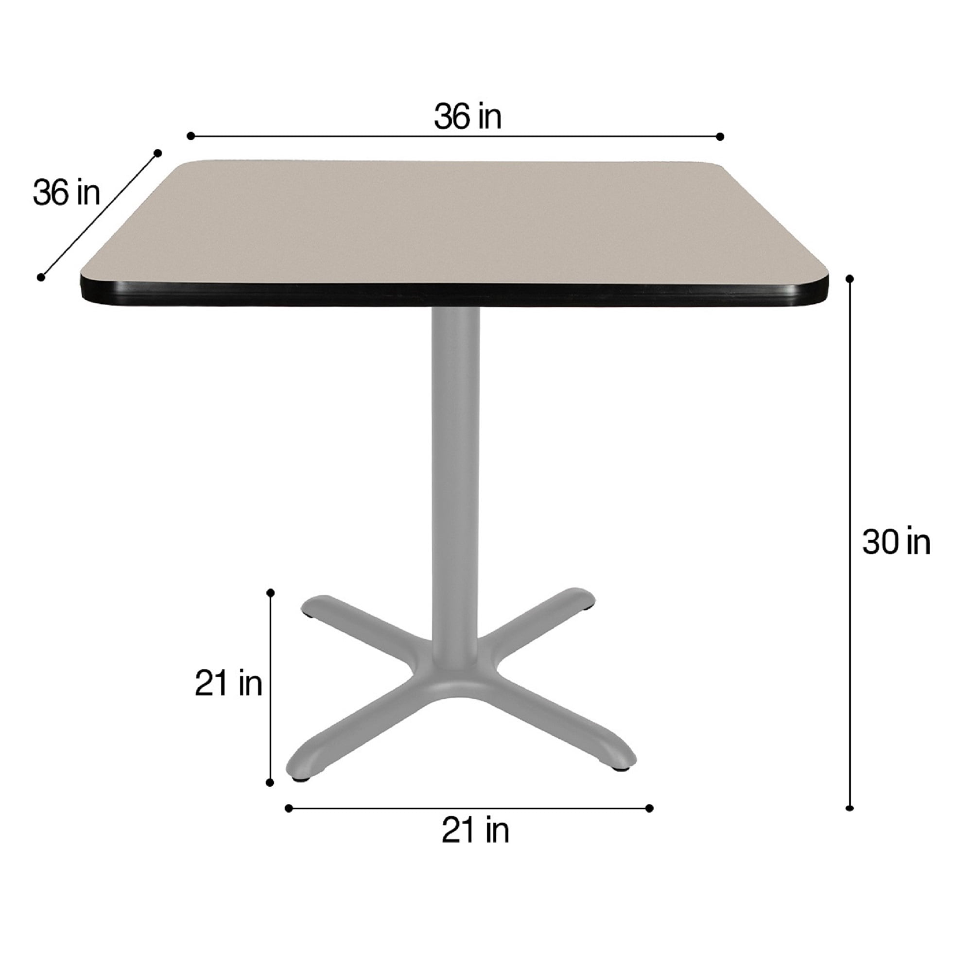 Hampden Furnishings Bennet Collection Steel Frame 36" Square Top, X Base, 30" Height, Cafe Table Grey Frame/Grey Nebula Top