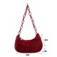 thumbnail image 3 of Bolso retro para mujer con cadena de acrílico y felpa para las axilas, Bolso informales (rojo vino), 3 of 5