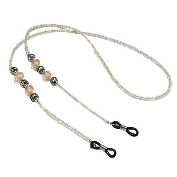 Yageerya White Vintage Beaded Eyeglasses Strap with Pendant, Anti- Glasses Cord, Retro Eyewear Retainer Lanyard Holder for Sunglasses