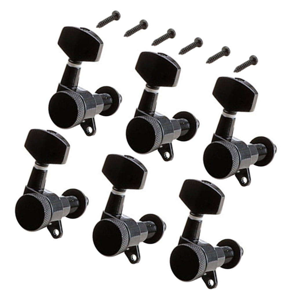 Pretyzoom 1Set Black Guitar Tuning Pegs Machine Heads Durable Metal Acoustic Locking Tuners