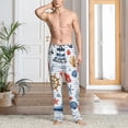 thumbnail image 5 of Uemuo Watercolor Nautical Pattern Men's Wide Leg Palazzo Lounge Pants with Pockets Light Weight Loose Comfy Casual Pajama Pants-Small, 5 of 9