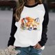 thumbnail image 2 of Moda mujer primavera otoño Color a juego impreso manga larga cuello redondo Casual camisetas Pompotops  gfhjh18474, 2 of 5