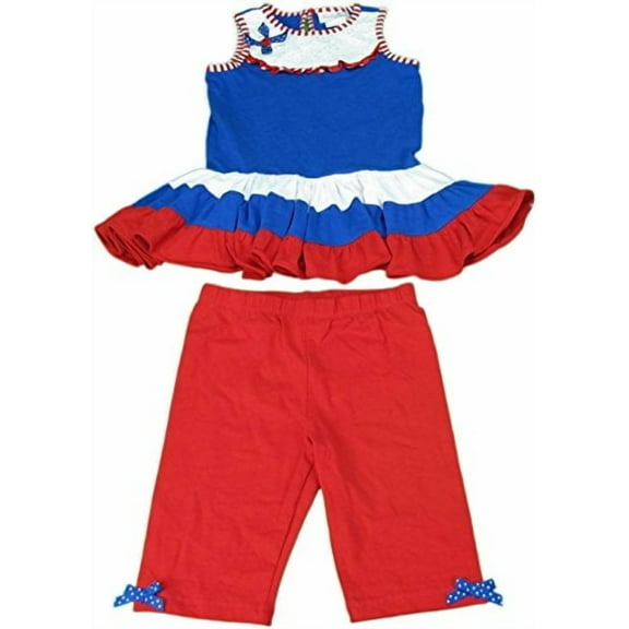Emily Rose Girls 2-Piece Set Size 5 Patriotic Lace Stripes & Polka Dots