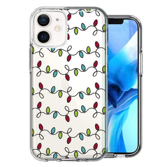 MUNDAZE For Apple iPhone 12 Mini Vintage Christmas Lights Design Double Layer Phone Case Cover