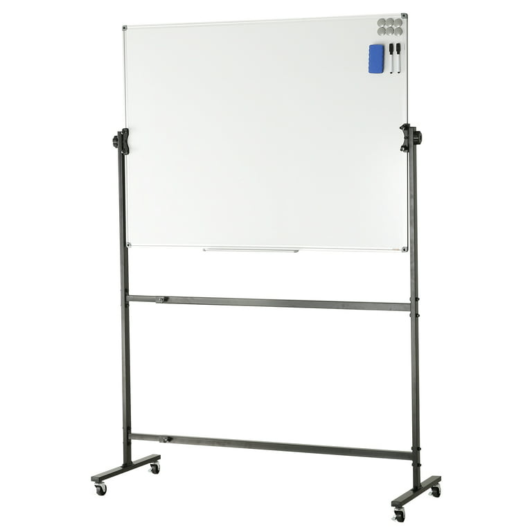  Rolling Whiteboard 48 x 36 - maxtek Height Adjustable Magnetic  White Board, Double Sided Mobile Dry Erase Board, 4' x 3' Easel White Board  on Wheels, Large Portable Flipping Whiteboard