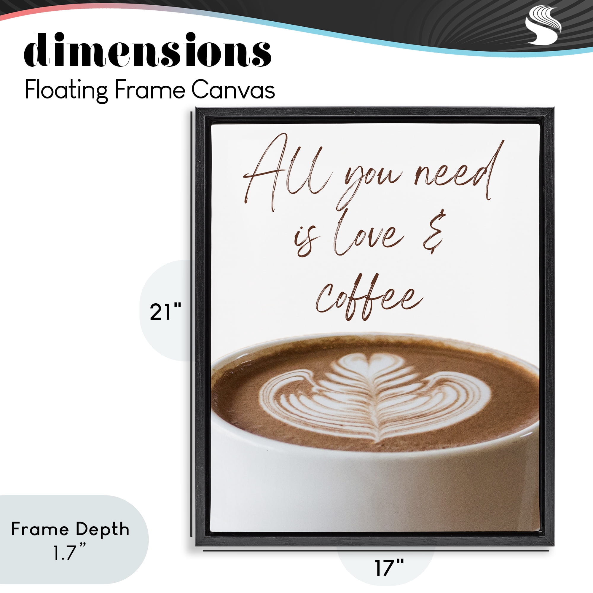 Stupell Industries All You Need Love & Coffee Black Framed Floater Canvas Wall Art, design by Jesse Keith