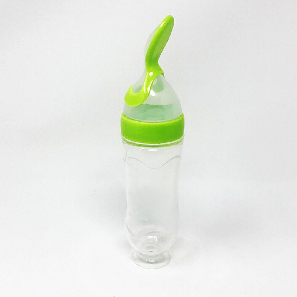 Silicone Baby Food Dispensing Spoon 3oz/90ml - Infant Squeeze Cereal Feeder,  Baby Fresh Food Feeder, Feed Bottle for Puree,Solid Baby Food,BPA Free, 4m+  Babies 