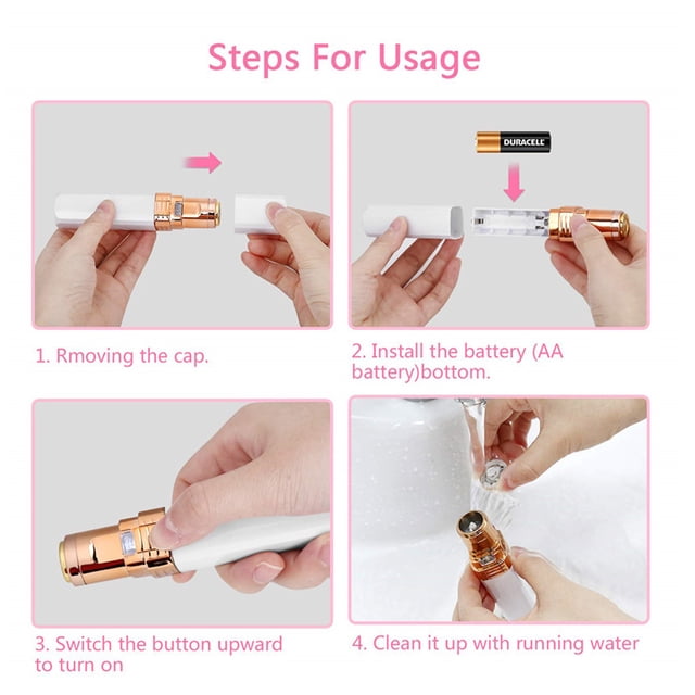 Hair Removal Machine, Mini Electric Hair Remover with LED Light Compact Cute Lipstick Shape Mini Electric Hair Remover Face Body Hair Removal Machine for Women