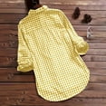 thumbnail image 5 of Plaid Collared Long Sleeve Button Down Shirt for Women Comfortable Linen Blend Casual Tops, 5 of 6