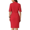 thumbnail image 3 of INSPIRE CHIC Women's Sheath Dresses with Belt Vintage Sweetheart Neck Pencil Dress M Red, 3 of 6