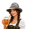 thumbnail image 2 of EazyTech Unisex Bavarian Hat Traditional German Oktoberfest Hat with Tricolor Cord and Feather for Festival, 2 of 8