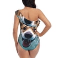 thumbnail image 5 of Picia Sea Swimming Corgi Pattern Women's One Piece Swimsuits,One Shoulder Swimwear Asymmetric ,Ruffle Monokinis Bathing Suits,High Waisted Flattering Bathing Suits-Medium, 5 of 8