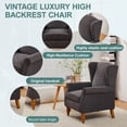 thumbnail image 3 of Ciphrias Accent Chair with Side Table Set, Antique Dark Grey Wingback Reading Chair with Solid Wood Coffee Table for Living Room Bedroom, 3 of 8