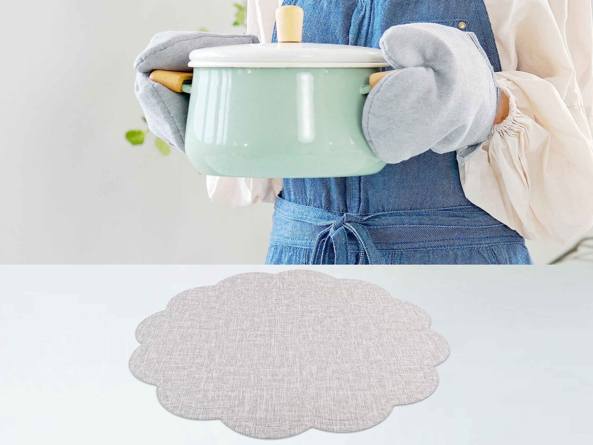 Unique Bargains Set of 6 Flower Placemats for Kitchen White 15*15in