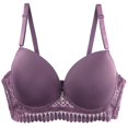 thumbnail image 2 of Bra for Women, Xunlbb Plus Size Women's Solid Color Bra With Large Chest And Steel Ring Plus Size Lingerie Sexy Gathering Bra Lingerie(Purple,XXXL), 2 of 4