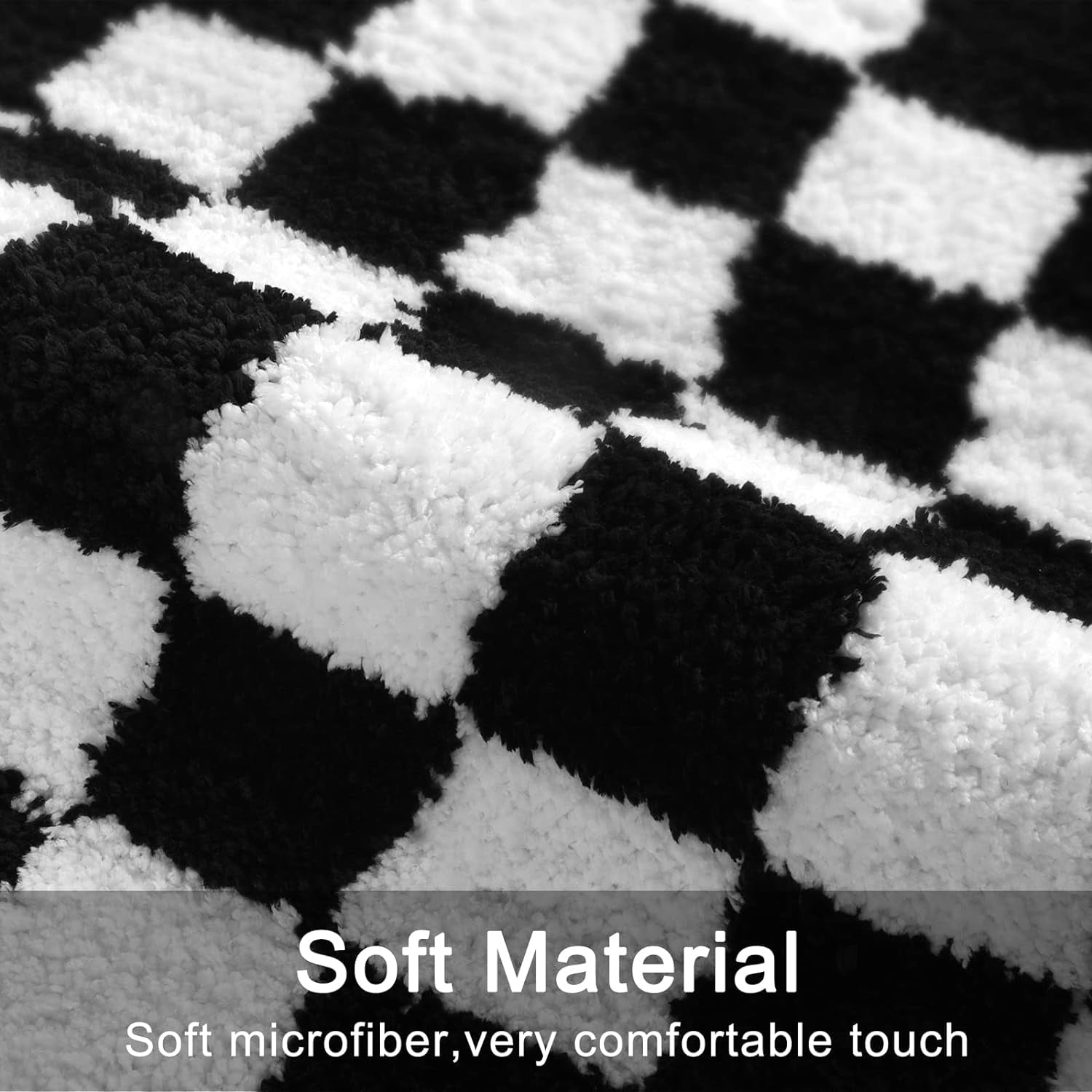 Bathroom Rugs Black and White Checkered Bath Mat Non Slip Water Absorbent Bath Rug Soft Microfiber Machine Washable Floor Mats for Tub Bathroom Indoor Doormat,20"x31"