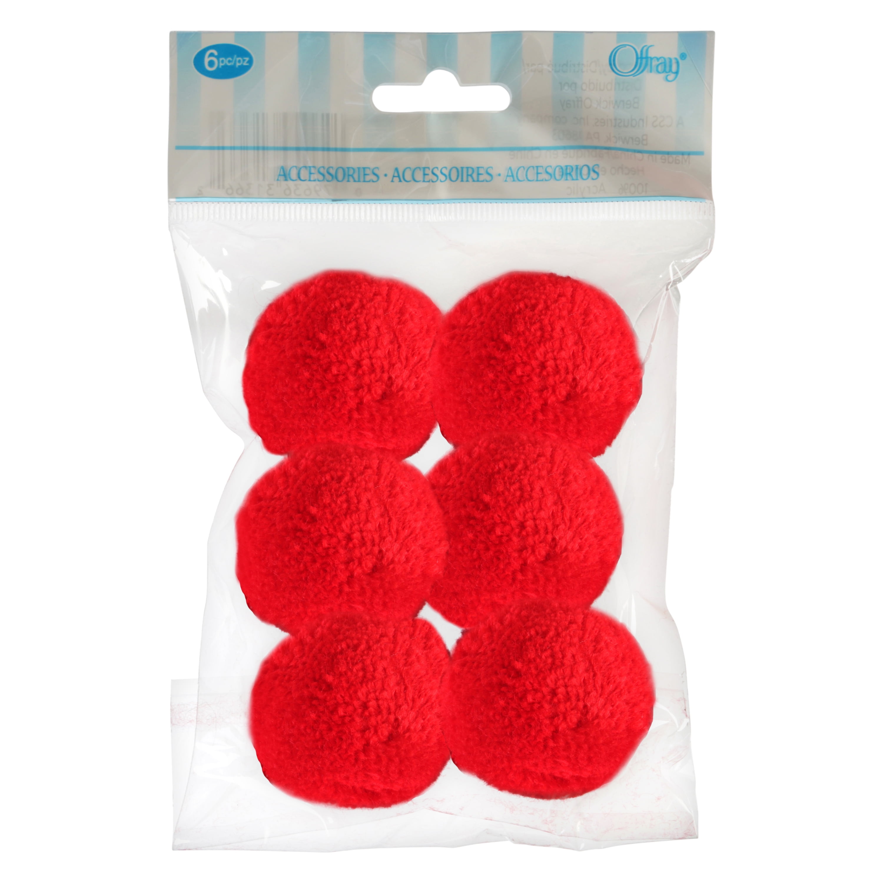 2 Red Pom Pom (Package of 4)