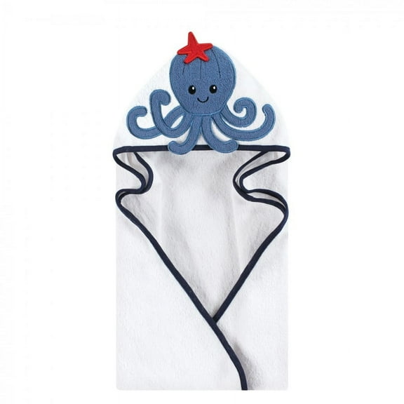 Hudson Baby Infant Boy Cotton Animal Face Hooded Towel, Octopus, One Size