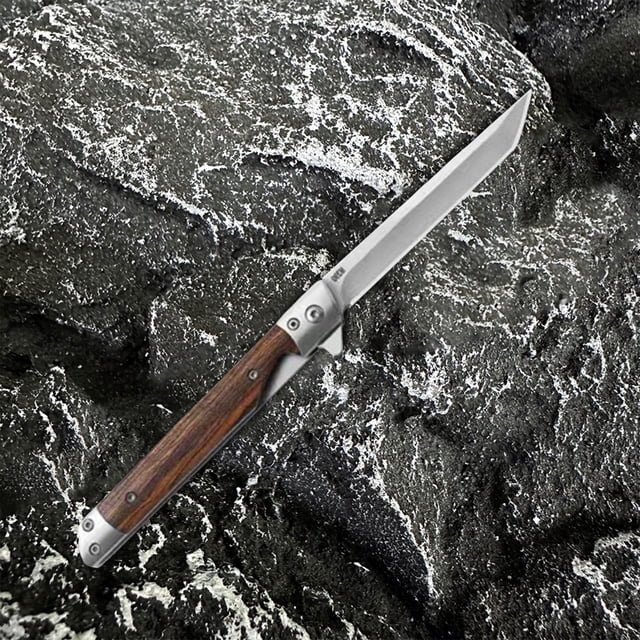 Navaja de Bolsillo de Damasco, Cuchillo de Supervivencia, Cuchillo Plegable con Mango de Sándalo, Cuchillo Plegable para Exteriores.