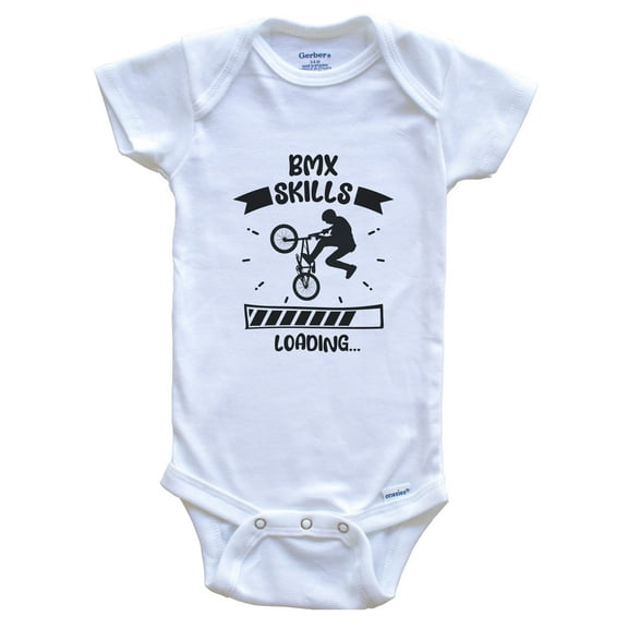BMX Skills Loading Funny BMX Baby Bodysuit, 0-3 months white