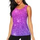 thumbnail image 1 of Fotbe Purple Glitter Blusas Sin Mangas para Mujer – Estilo Casual, Corte Suelto, Slim-Fit, Cuello Redondo Deportivo, Tops de Verano para Gimnasio y Yoga-Medium, 1 of 7