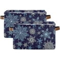 thumbnail image 2 of Coolnut 1PCS Blue Snowflake Christmas Large Collapsible Storage Bins,Canvas Fabric Foldable Storage Bins with Handles Open Home Storage Bins Boxes Toy Storage Basket Home Decor, 2 of 7