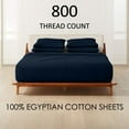 thumbnail image 2 of ABORN 800-Thread-Count, 100% Egyptian Cotton, 6 PC Queen-XL Navy Blue 12" Deep Pockets, 2 of 8
