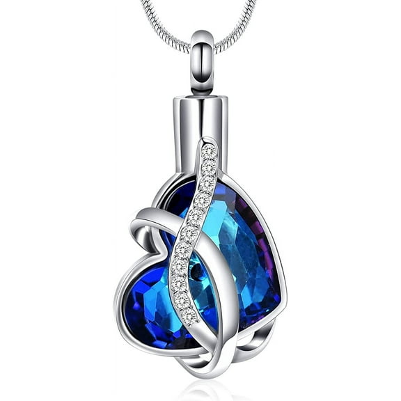 Heart Crystal Urn Necklaces for Ashes of Loved Ones Always in my heart Cremation Jewelry for Ashes keepsake Urns Pendant for Ashes Grandma Grandpa Mom Dad Papa Nana Brother Sister