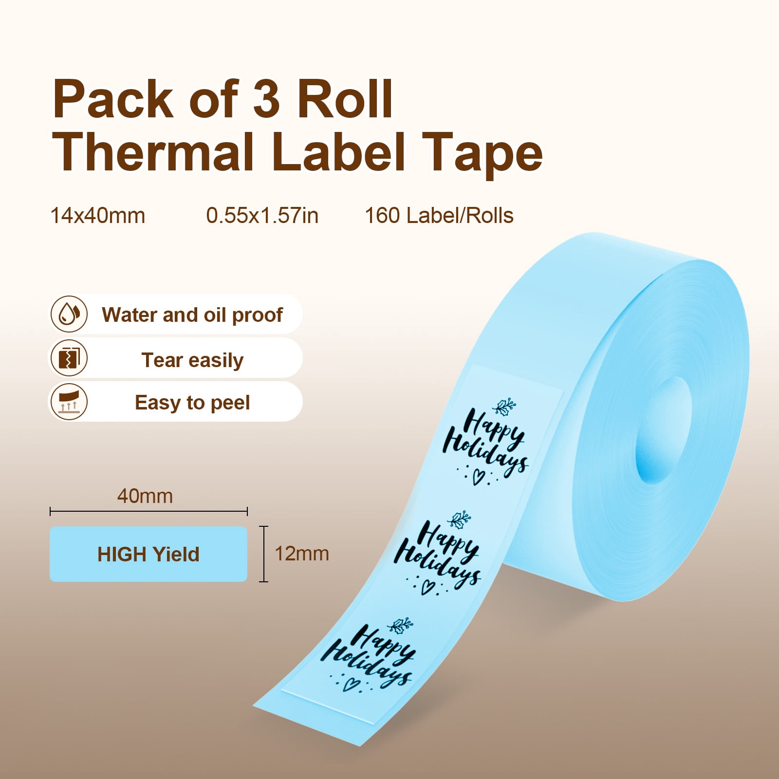 IAMSTECH Label Maker Tape D30 Q31 Q32 Q30S Q30, Blue Green Pink set Sticker Thermal Paper, Pre Cut Self Adhesive Label Tape, 14mm x 40mm (0.55inch x 1.57inch) Spacer Paper, 3 Roll